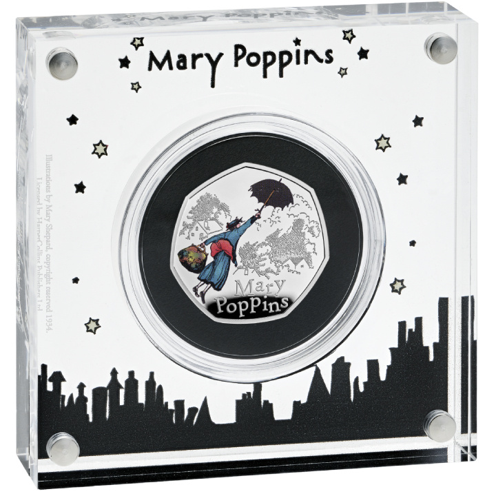 Mary Poppins farbig 50p Silber 2025 Proof