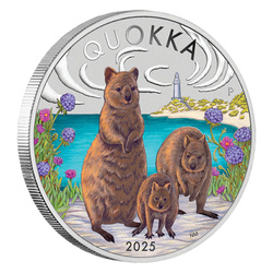Quokka colorata 1 oncia d'argento 2025 Proof