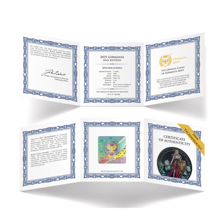 Germania 1 uncja kolorowana Srebra 2025 (Black Silver) WMF Edition