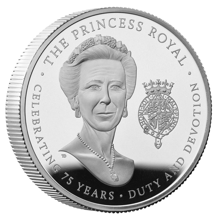 A 75-a aniversare a ASR Prințesa Regală 5 lire sterline argint 2025 Proof Piedfort