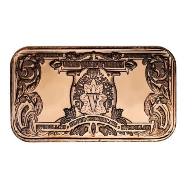 1 oz Copper Bar - $5 US Indian Chief Banknote