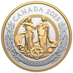 Kanada: Allegorien von Gerechtigkeit und Wahrheit vergoldet $20 Silber 2025 Proof