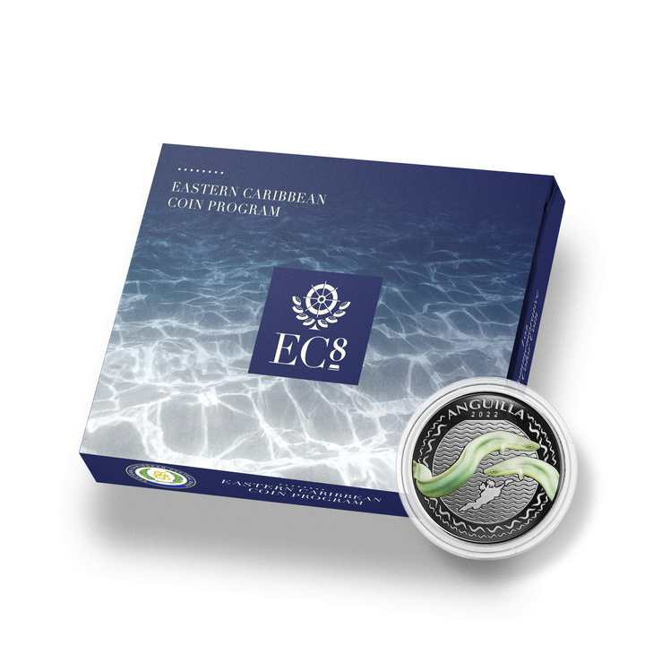 Anguilla: Eel coloured 1 oz Silver 2022 Proof