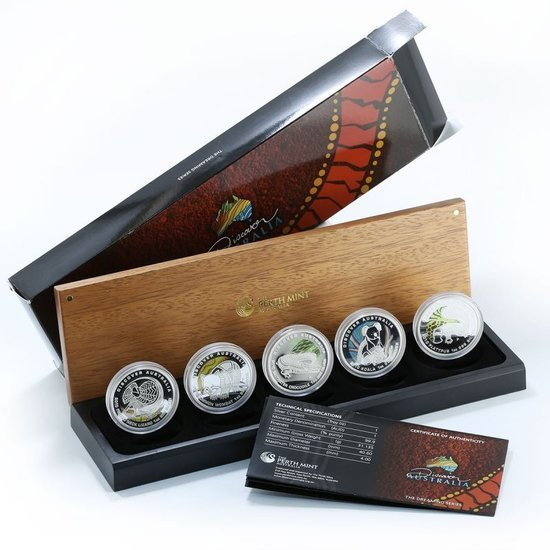 Discover Australia: The Dreaming Series Set 5 uncí stříbra 2010 Proof