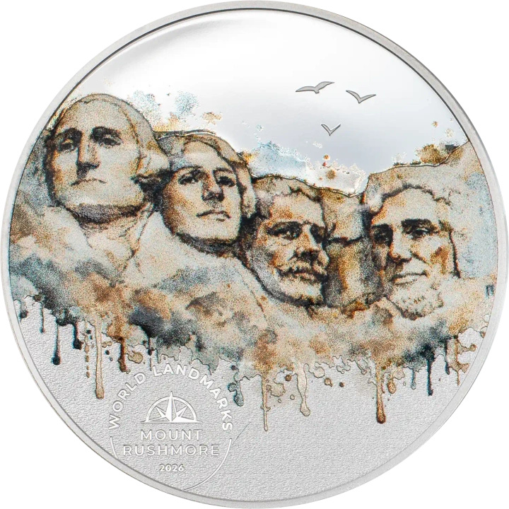 Cook Islands Mount Rushmore colorată 1/2 oz Argint 2026 Proof
