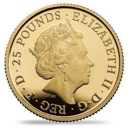 Bestias de la Reina: Toro Negro de Clarence 1/4 oz Oro 2018 PROOF