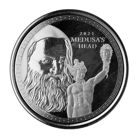 Gibraltar: Perseus s hlavou Medúzy 1 unce stříbra 2021 Proof