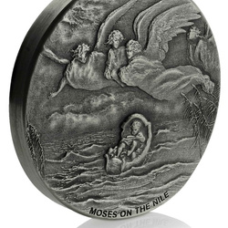 Niue : Biblical - Moses on the Nile 2 onces d'argent 2019 Proof Antiqued Coin