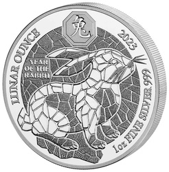 Rwanda : Lunar - Année du lapin 1 once d'argent 2023 Proof