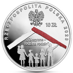 Je crois en la Pologne - Famille polonaise colorée 10 zł Argent 2023 Proof