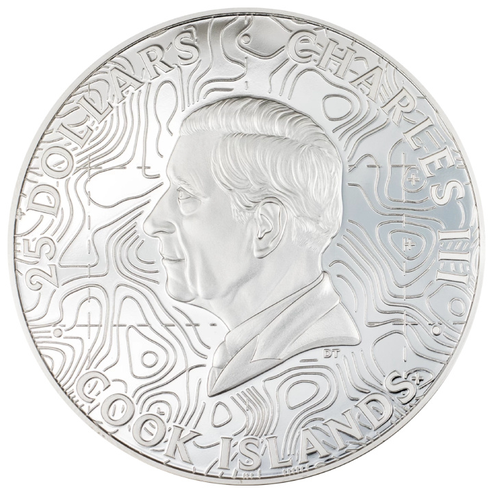 Cook Islands: Topography - Hawaii coloured 5 oz Silver 2024 Proof Coin