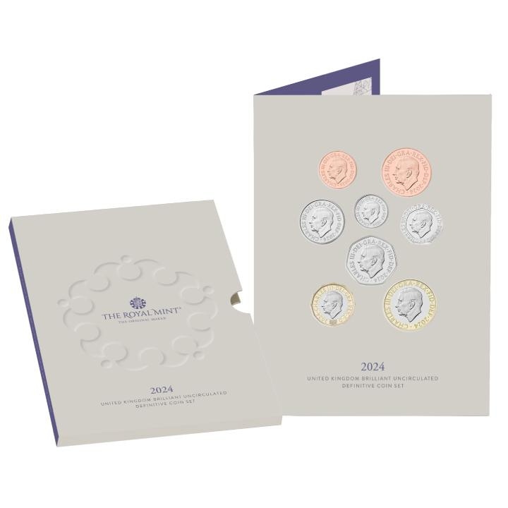 Lote de 8 monedas de cobre Reino Unido Definitive 2024