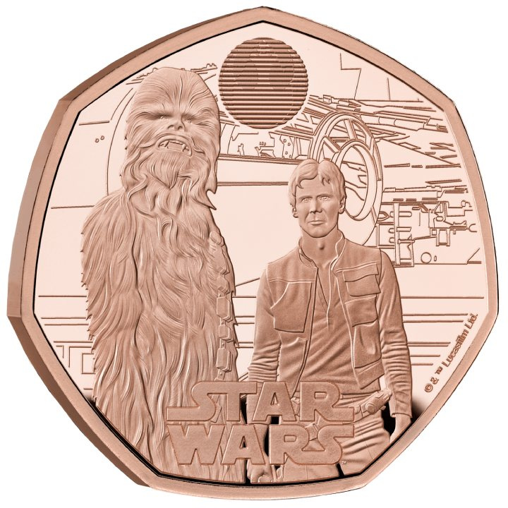 Star Wars: Han Solo y Chewbacca 50p Oro 2023 Proof
