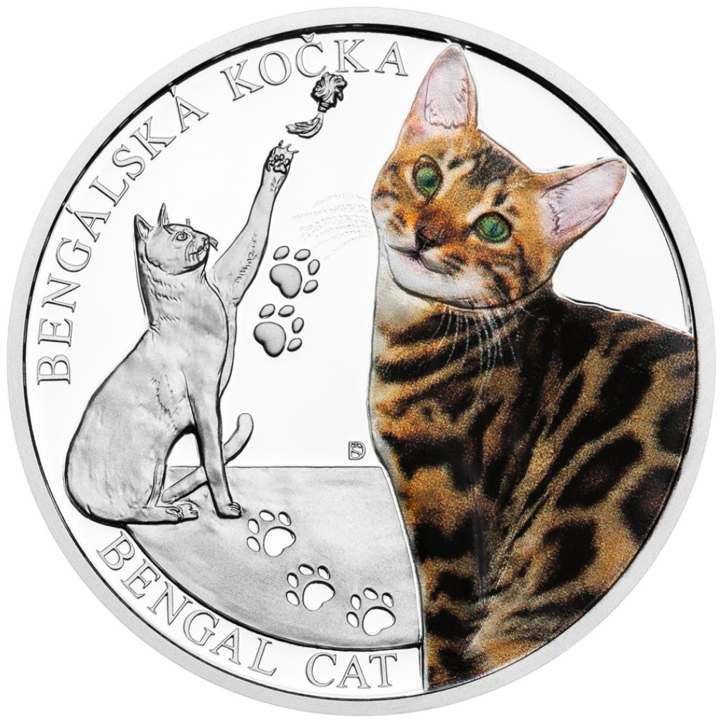 Silver Coin Cat Breeds - Bengal Cat Colored 1 oz Silver 2025 Proof ...