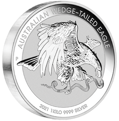 Australian Wedge-Tailed Eagle 1000 gram Silver 2021 Incused coin