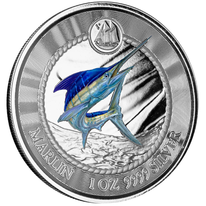 Cayman Islands: Marlin kolorowany 1 uncja Srebra 2023 Proof