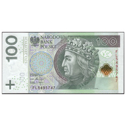 Lengyel 100 zloty (100 PLN) UNC bankjegy