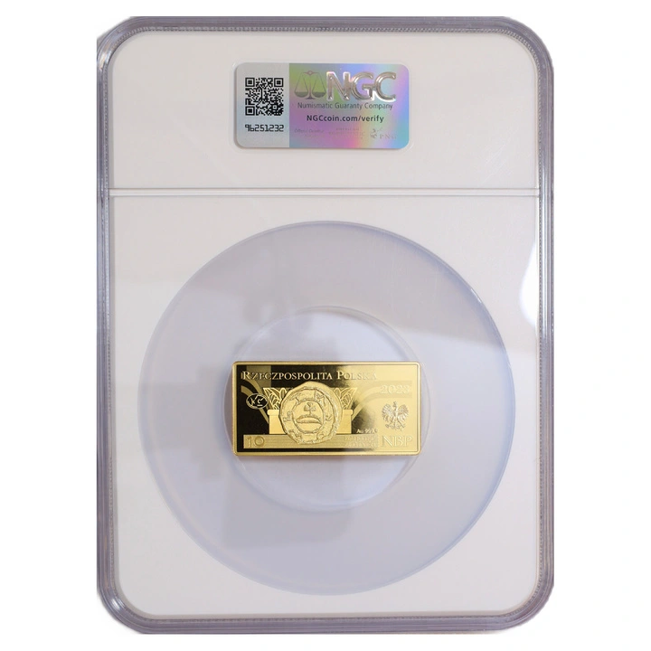 Moneta d'Oro Banconote Polacche in Circolazione – Banconota da 10 Zloty Oro 2023 Proof NGC PF 70 Ultra Cameo