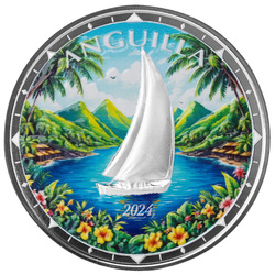 Anguilla: Regatta kolorovaná 1 unce stříbra 2024 Proof