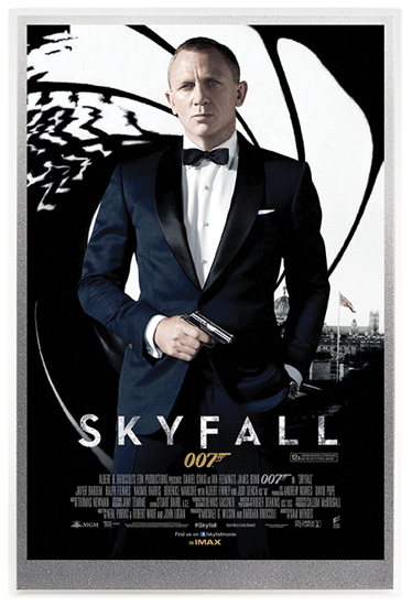 Affiche de film : 007 James Bond - Skyfall 5 grammes d'argent 2020 (Feuille d'argent)