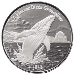 Moneda de plata San Vicente y las Granadinas: Ballena jorobada 1 onza de plata 2025