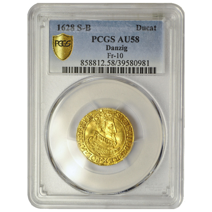 Sigismondo III Vasa, Ducato Danzica 1628 S-B PCGS AU58 Fr-10