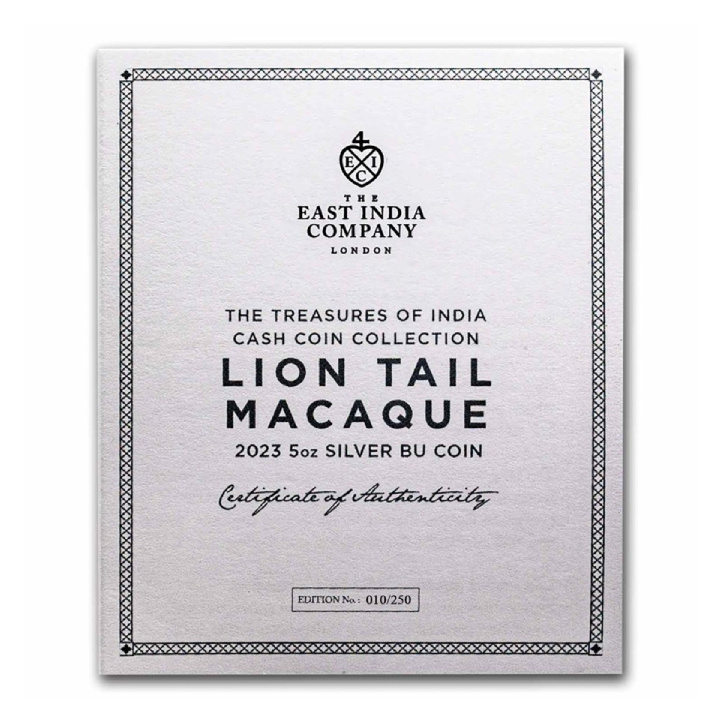 St Helena: Cash India Wildlife - Lion Tailed Macaque 5 oz Silber 2023