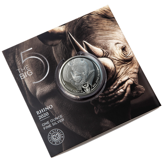 Los Cinco Grandes Rinoceronte 1 oz Plata 2020