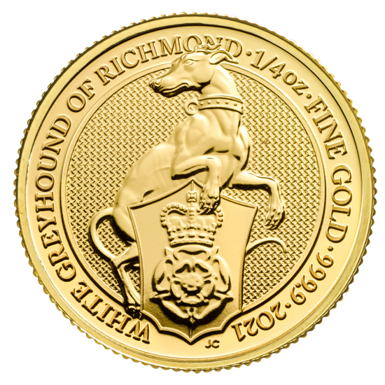 Les bêtes de la reine : le lévrier blanc de Richmond 1/4 once d'or 2021