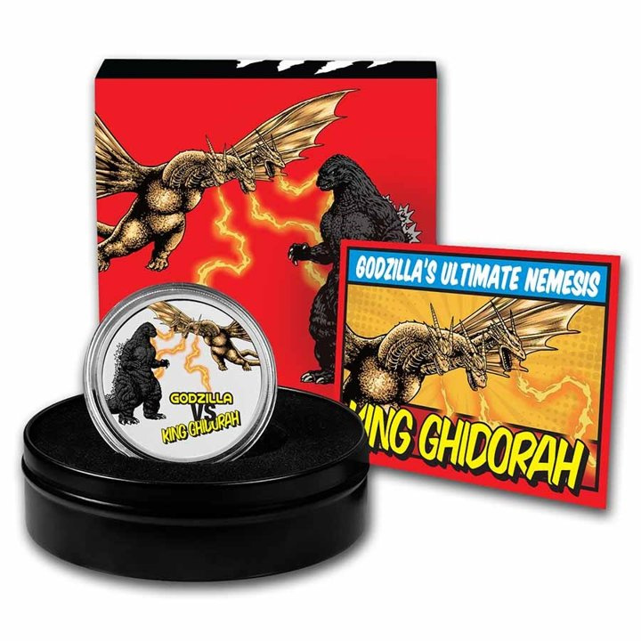 Niue: Godzilla vs Monsters - King Ghidorah kolorowany 2 uncje Srebra 2023