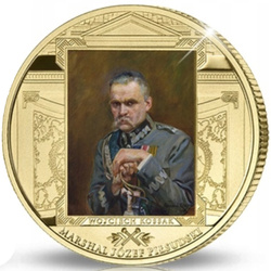 Niue: Józef Piłsudski marsall színes 100 dollár arany 2018 Proof
