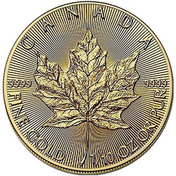 Moneda de oro Maple Leaf canadiense 1/10 onzas de oro 2027