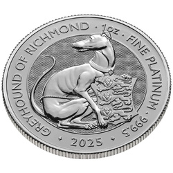 The Royal Tudor Beasts: The Greyhound of Richmond 1 uncja Platyny 2025