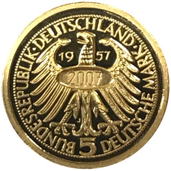 Alemania: Moneda de 5 marcos, 0,5 gramos Gold Proof Varias Clases de Años + certificado