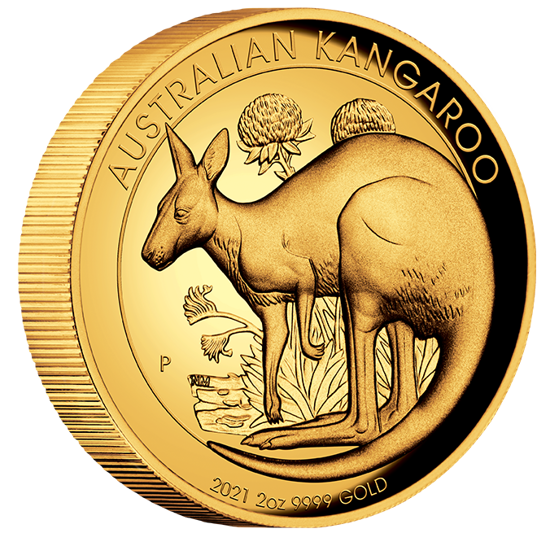 Australijski Kangur 2 uncje Złota 2021 Proof High Relief