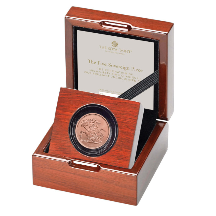 Great Britain: The Coronation of His Majesty King Charles III Five Sovereign Piece 2023 Coin