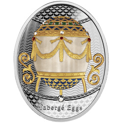 Niue: Fabergé Eggs - Egg with Garlands coloured $1 Silver 2023 Proof Coin