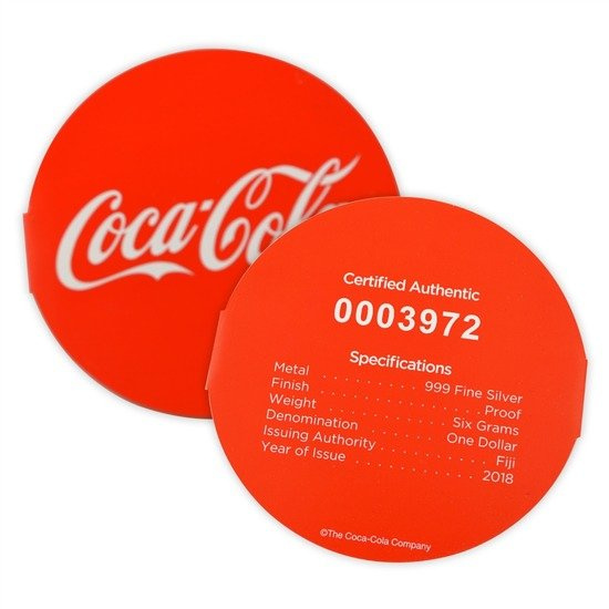 Fidži: Coca Cola Bottle Cap barevný 1$ stříbro 2018 Proof