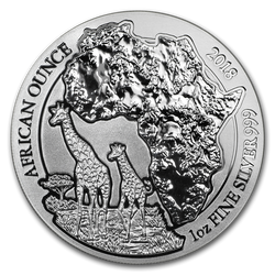 Rwanda: African Ounce - Żyrafa 1 uncja Srebra 2018
