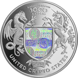Statueta Libertății Silver Medal United Crypto States 1 oz argint 2023 Proof cu hologramă