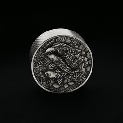 Pez Koi 2000 gramos Plata 2023 Alto Relieve Moneda Antigua