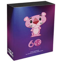 Tuvalu : Panthère rose colorée 60e anniversaire 1 once d'argent 2024 Mini-pièce frappée