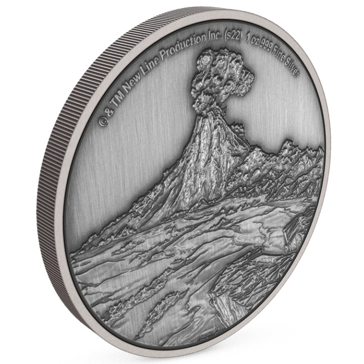 Niue: El Señor de los Anillos - Monte del Destino 1 oz Plata 2022 Acabado Antiguo
