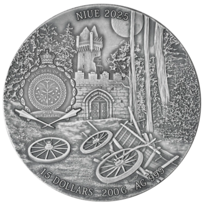 Niue: Der Hexer: Der Letzte Wunsch coloriert 200 g Silber 2025 High Relief Antiqued Coin