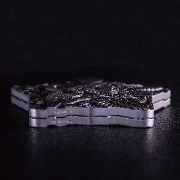 Lucifer 2 uncje Srebra 2023 Stackable High Relief Antiqued
