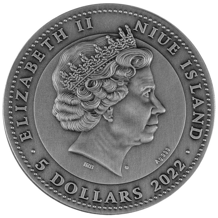 Niue: Cernunnos pozłacany $5 Srebro 2022 High Relief Antiqued Coin