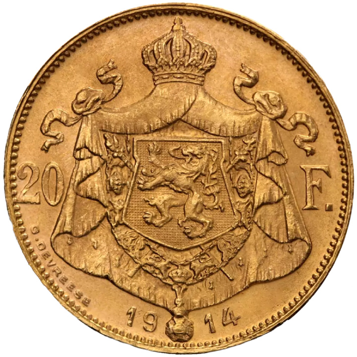 Belgia, 20 Franków Albert I 1909 -1934