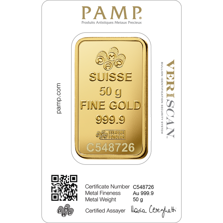 PAMP Lady Fortuna Veriscan 50 g Gold Bar