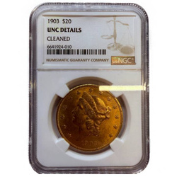 Liberty Head Double Eagle 20 dolarů 1903 UNC DETAILS NGC