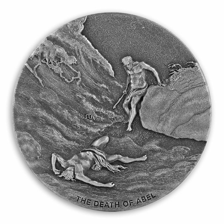 Niue : Biblique - La mort d'Abel 2 onces d'argent 2017 Proof Antiqued Coin